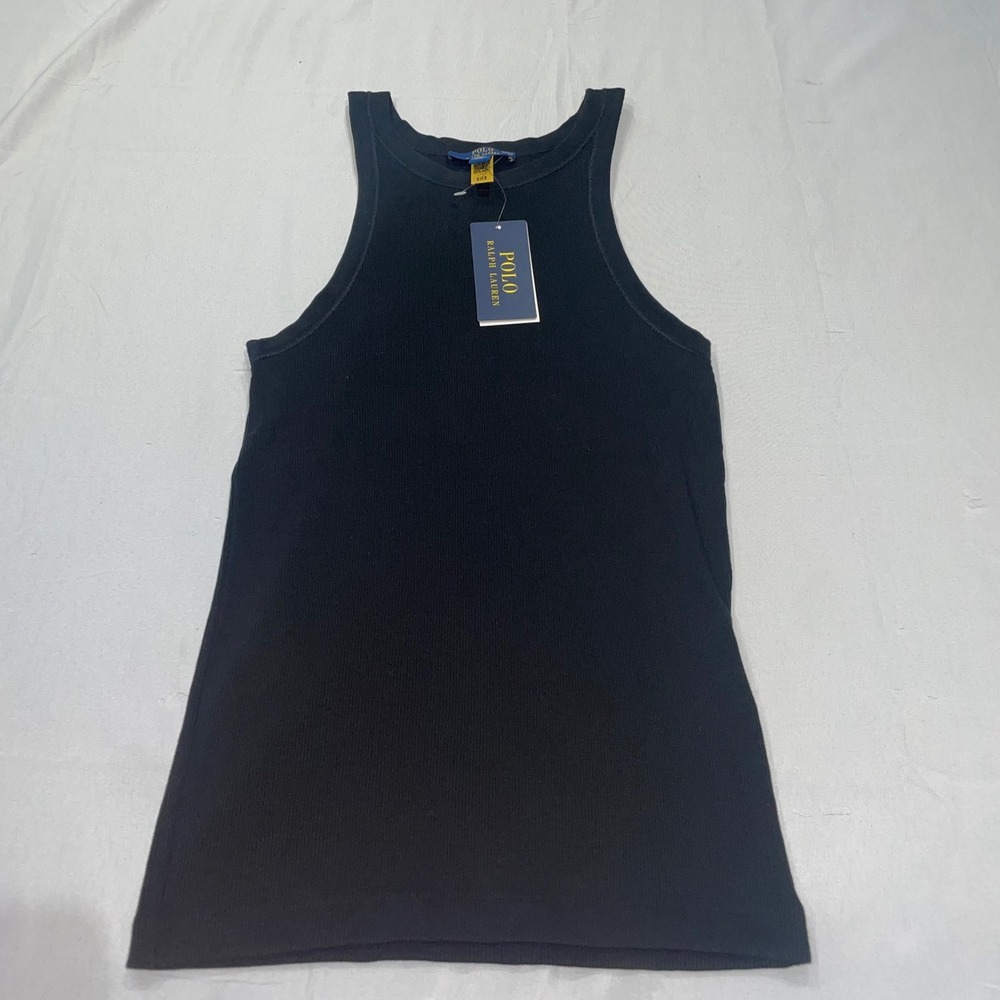 Polo Ralph Lauren Black Ribbed Cotton Tank Top Small NWT